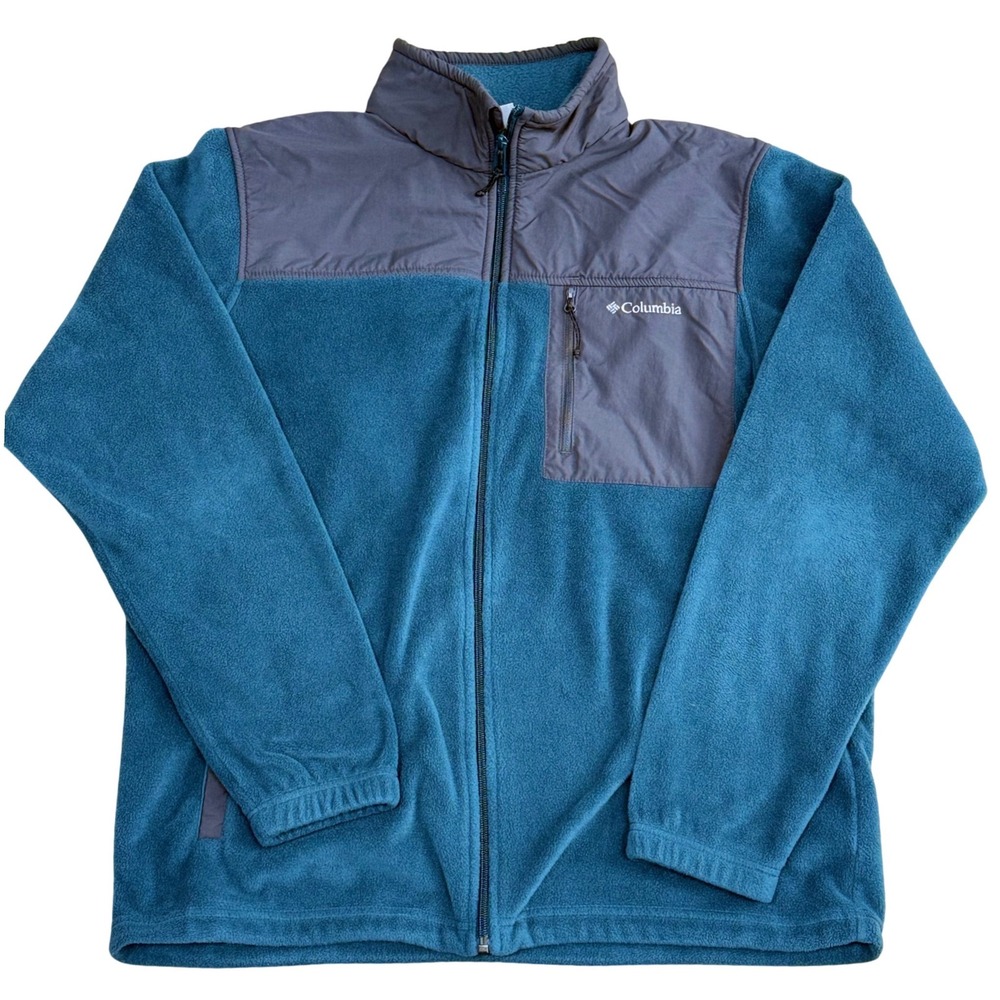 Columbia Fleece Full Zip Jacket Mens L Mock Neck Outdoors Warm Hiking Casual